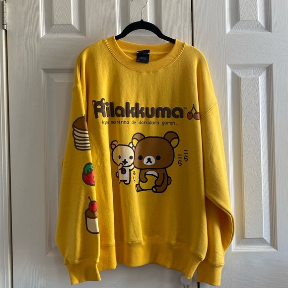 Dumbgood Rilakkuma & Korilakkuma Puff Print Crew Neck Sweatshirt - Picture 1 of 4